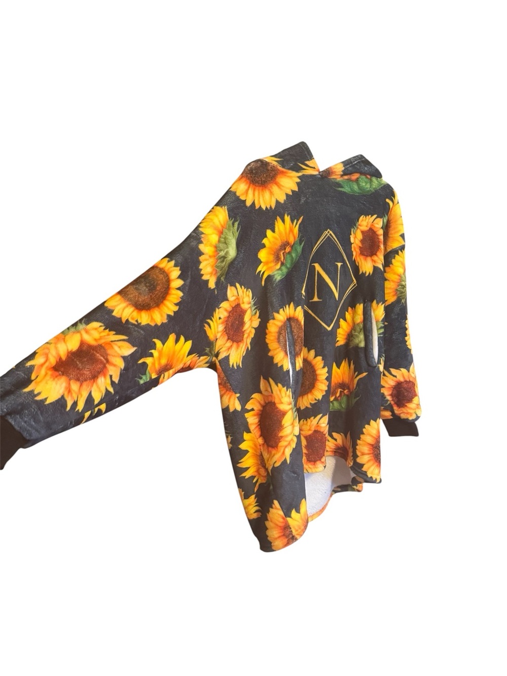 Sunflower Print Pullover Sweatshirt with Monogram N